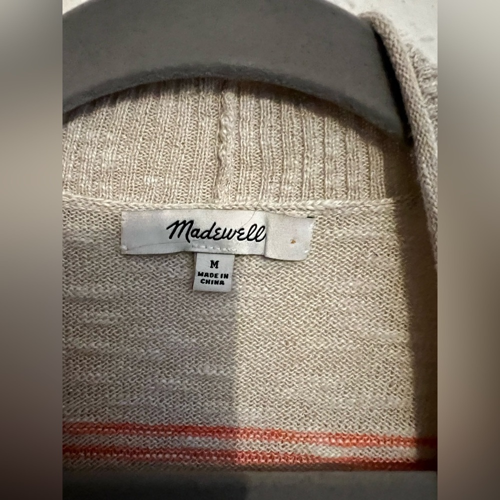 Madewell Bradley Cardigan Sweater blue size Stripes Pockets Grandpa Sweater M - Picture 4 of 4